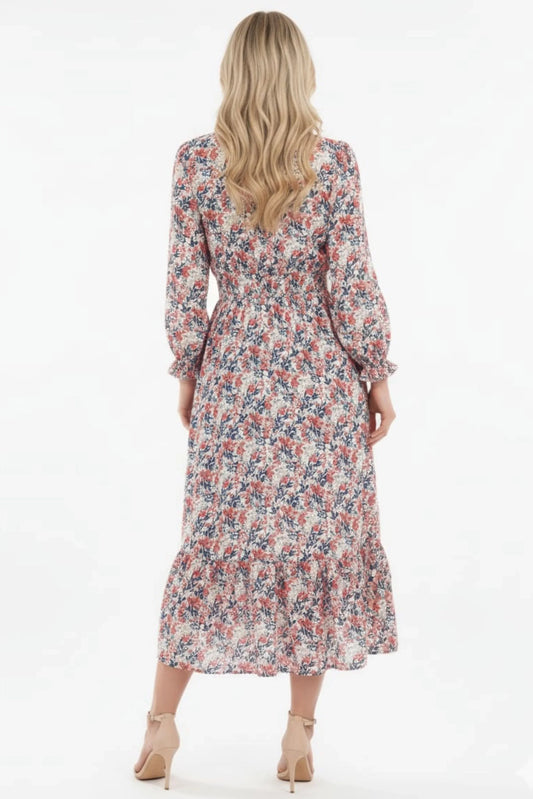 Amour Vert Lila Floral Spring Midi Dress