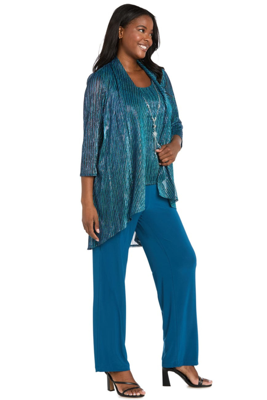 RM Richards Metallic 3-Piece Evening Pants Suit