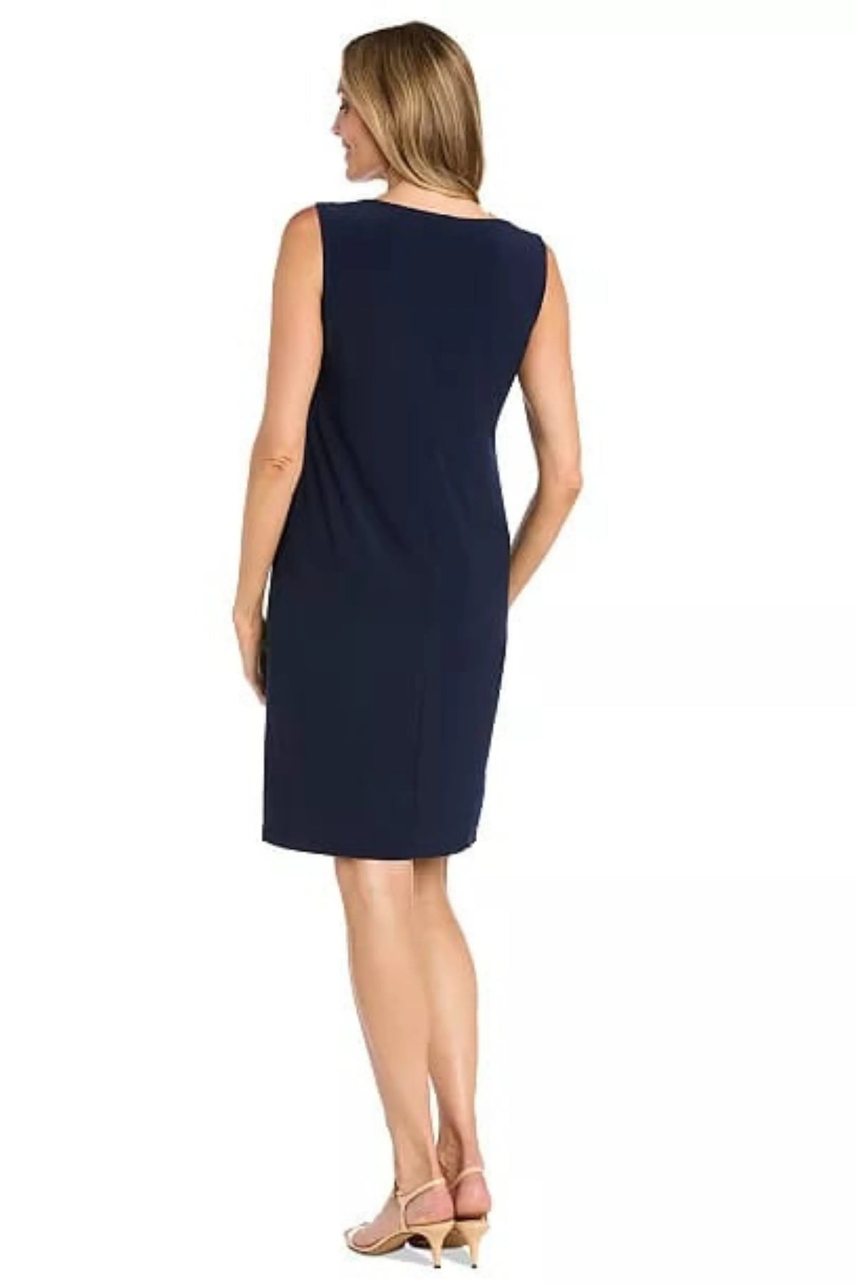 R&M Richards Navy Silver Floral Metallic Foil Jacket Dress