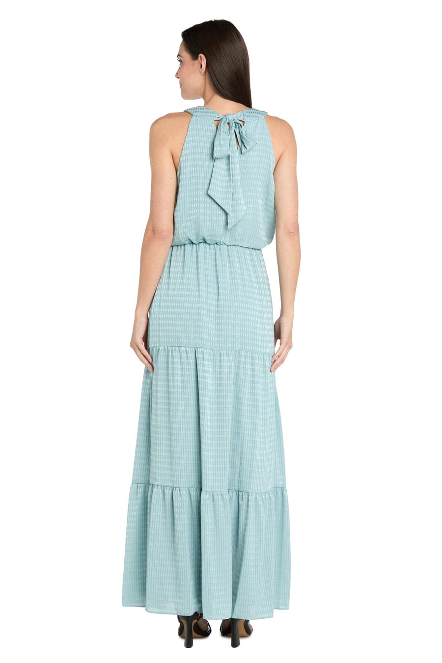 RM Richards Textured Halter Maxi Dress with Tiered Skirt