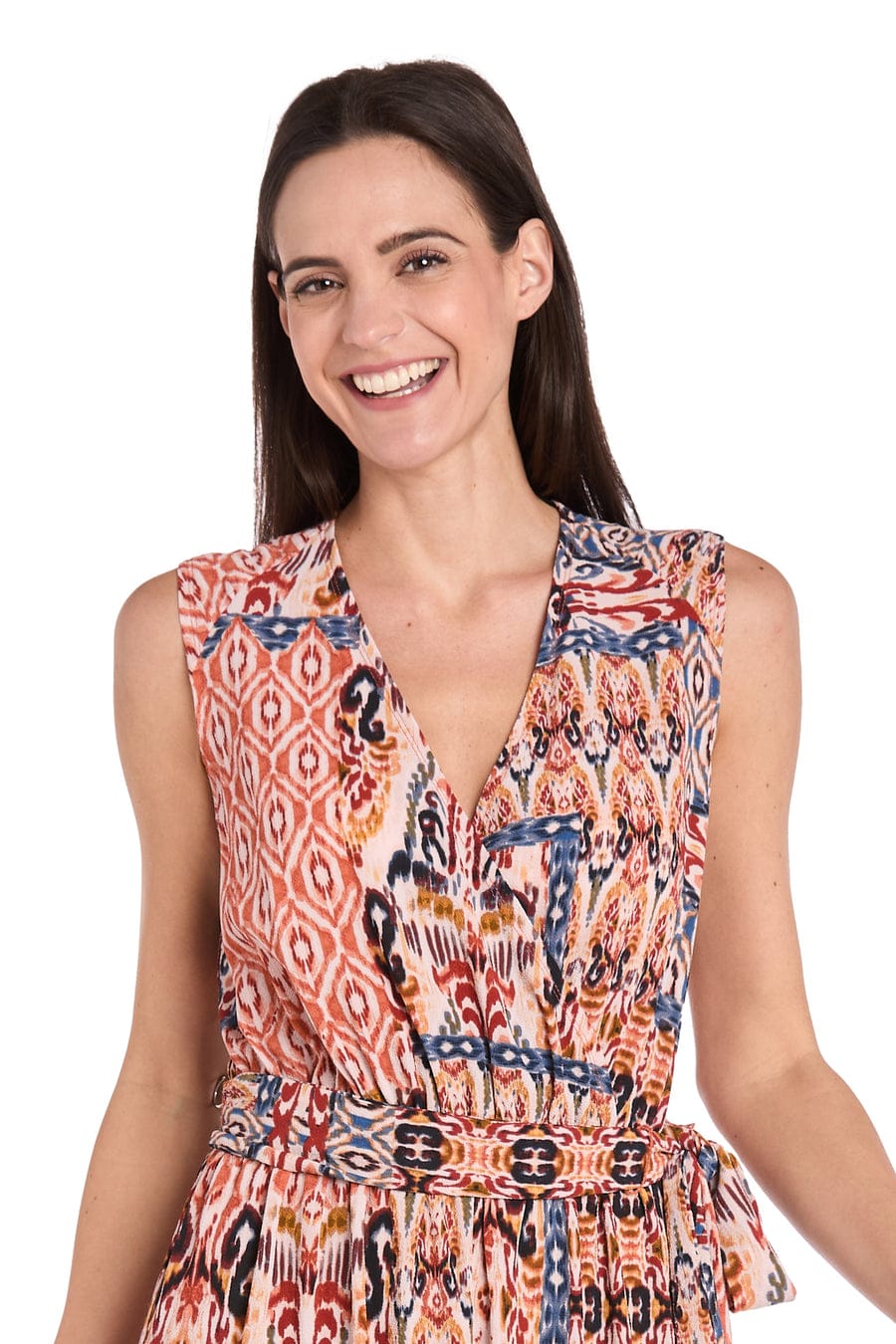 RM Richards Sleeveless Printed Wide-Leg Jumpsuit