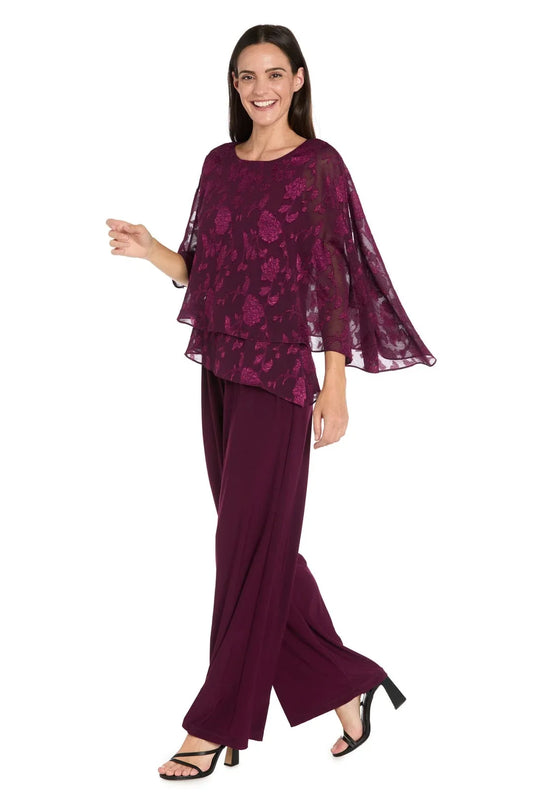 RM Richards Poncho Jumpsuit in Rich Wine