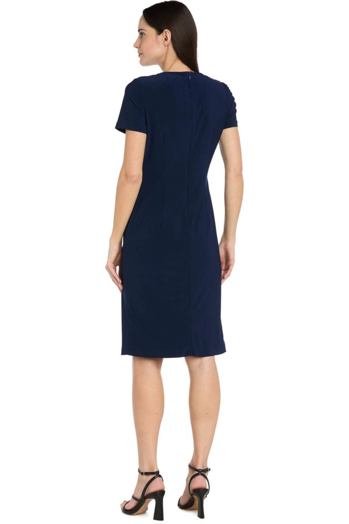 R&M Richards Rhinestone Ring Side-Ruched Sheath Dress