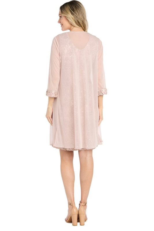 R&M Richards Sequined Lace Sheath Dress with Matching Chiffon Jacket