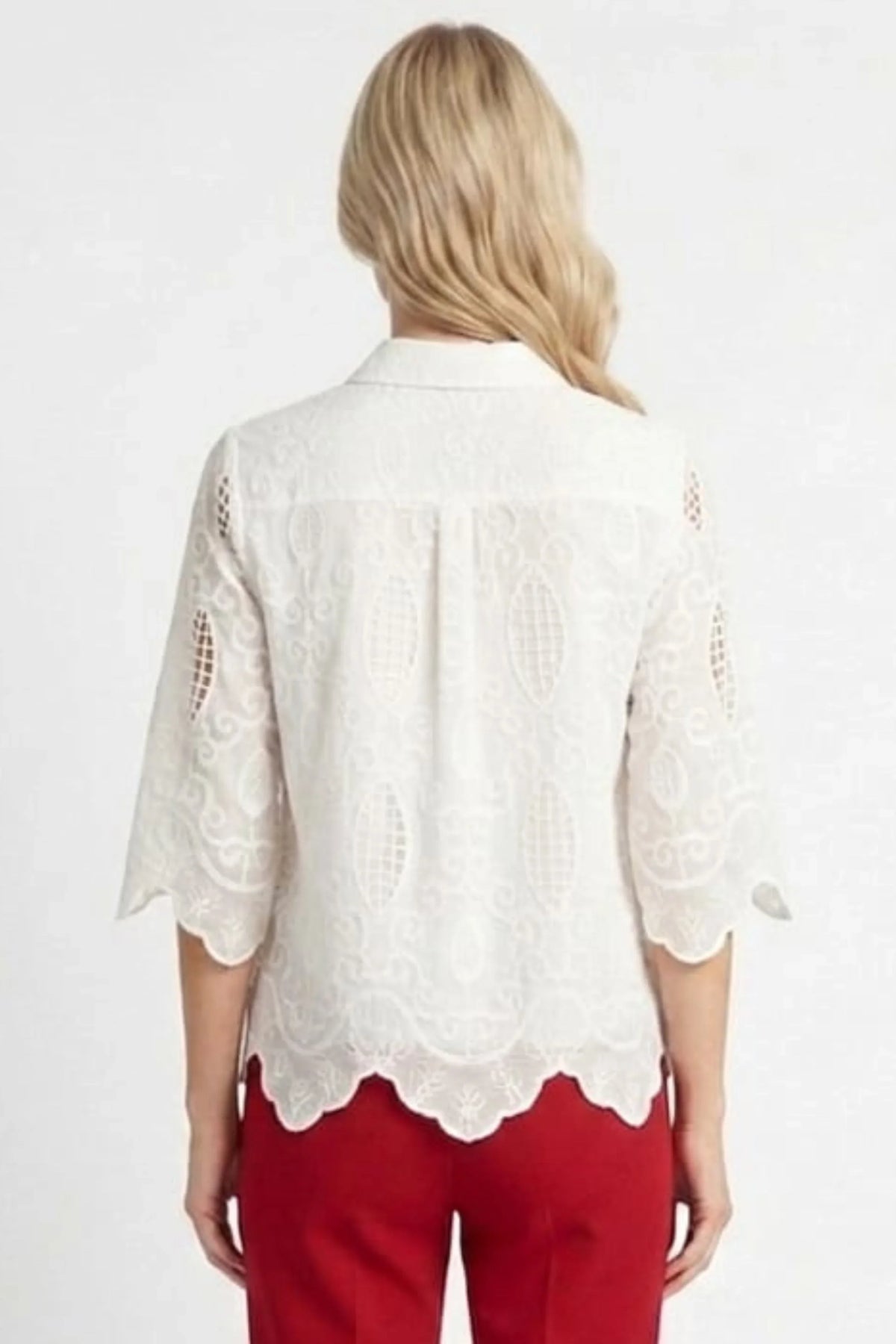 VIVID Eyelet Embroidered Button-Down Shirt