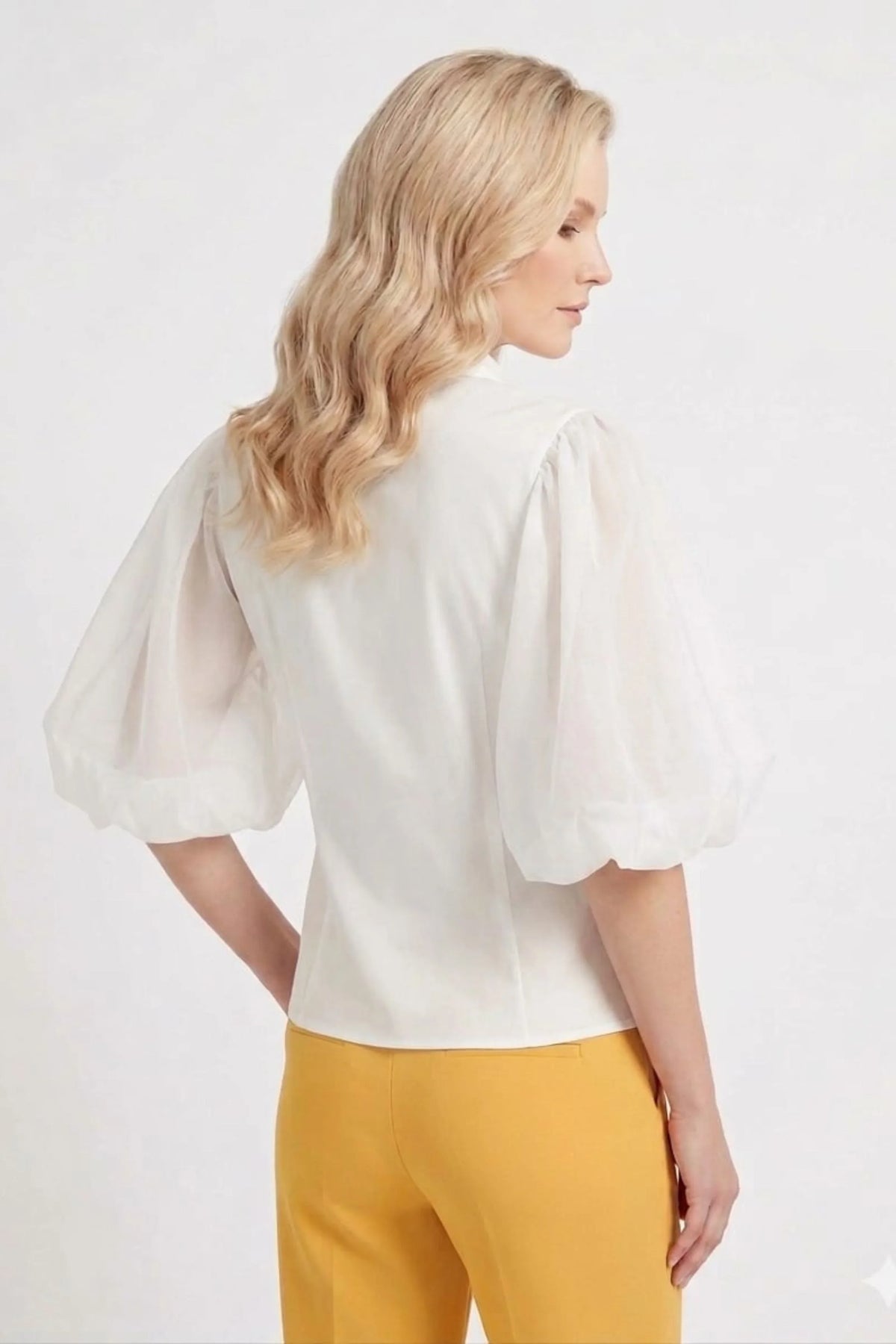VIVID Ivory Butterfly Eyelet Blouse Organza Lantern Sleeves
