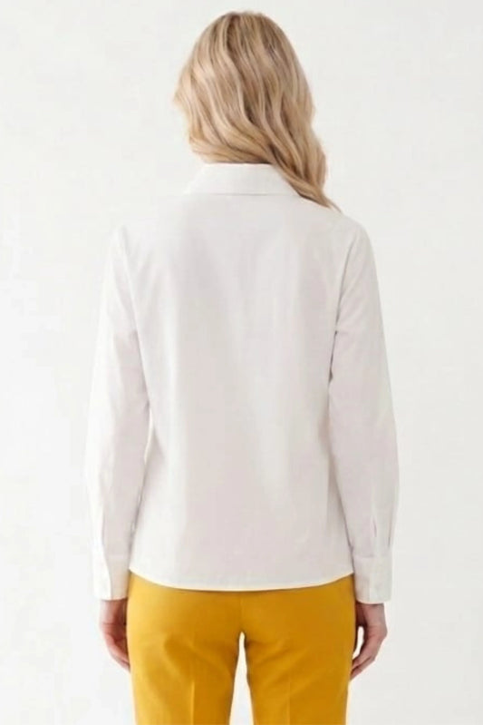 VIVID Embroidered Button-Down Top Scalloped Eyelet Hem