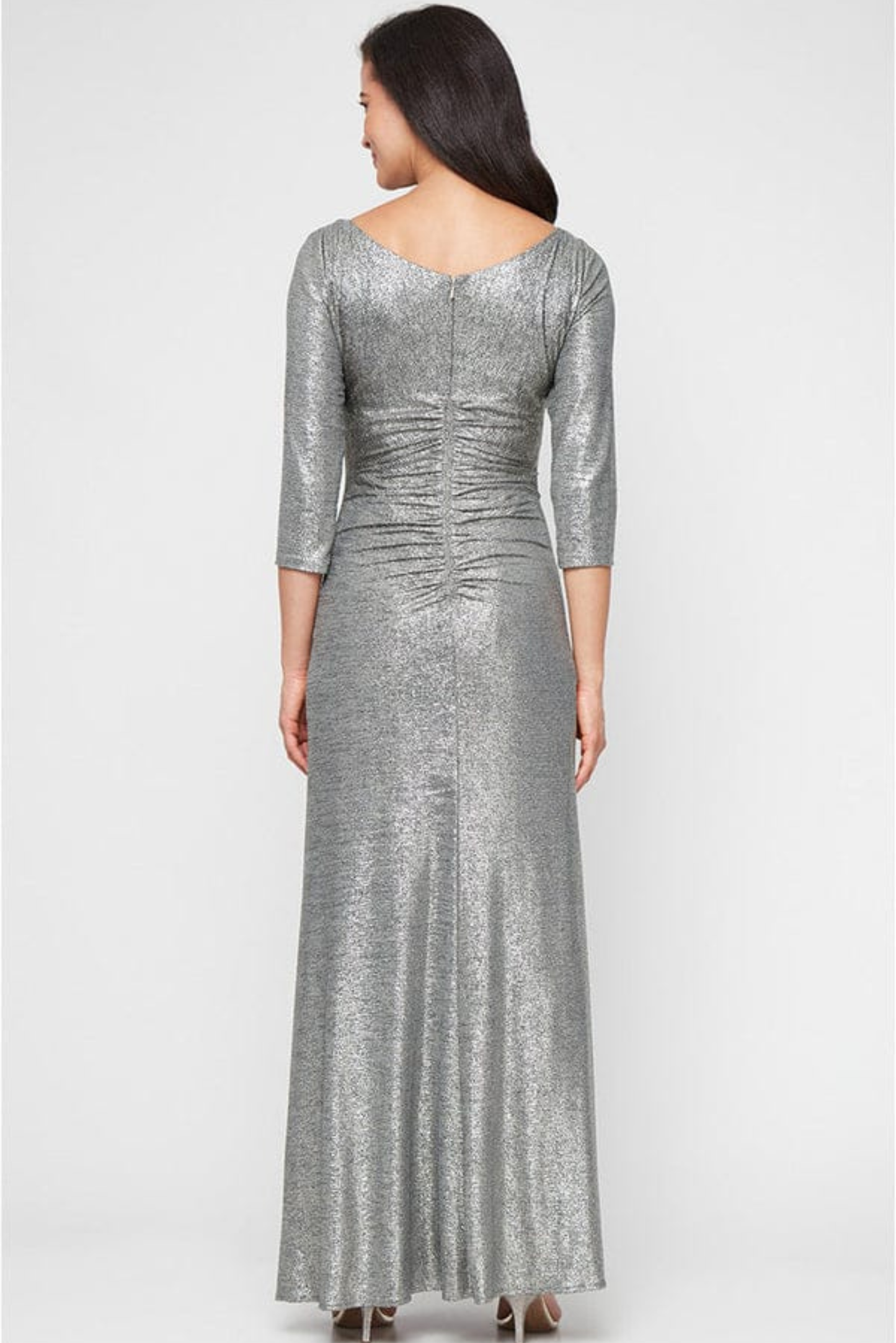 Jeanne Alexander Ruched Off-the-Shoulder Formal Gown