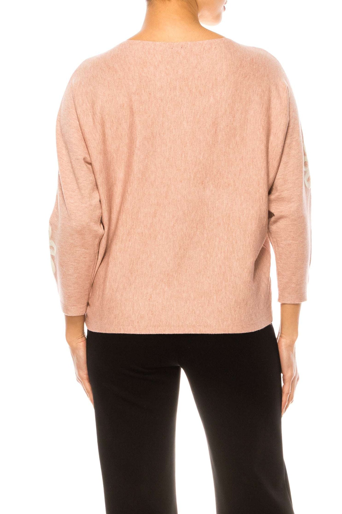 Aaeda Long Sleeve Flower Motif Pullover Sweater