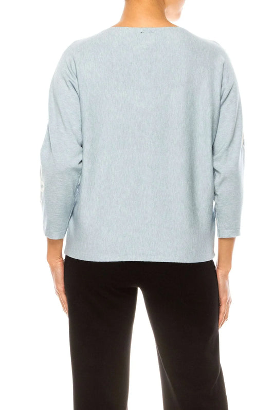 Aaeda Long Sleeve Flower Motif Pullover Sweater