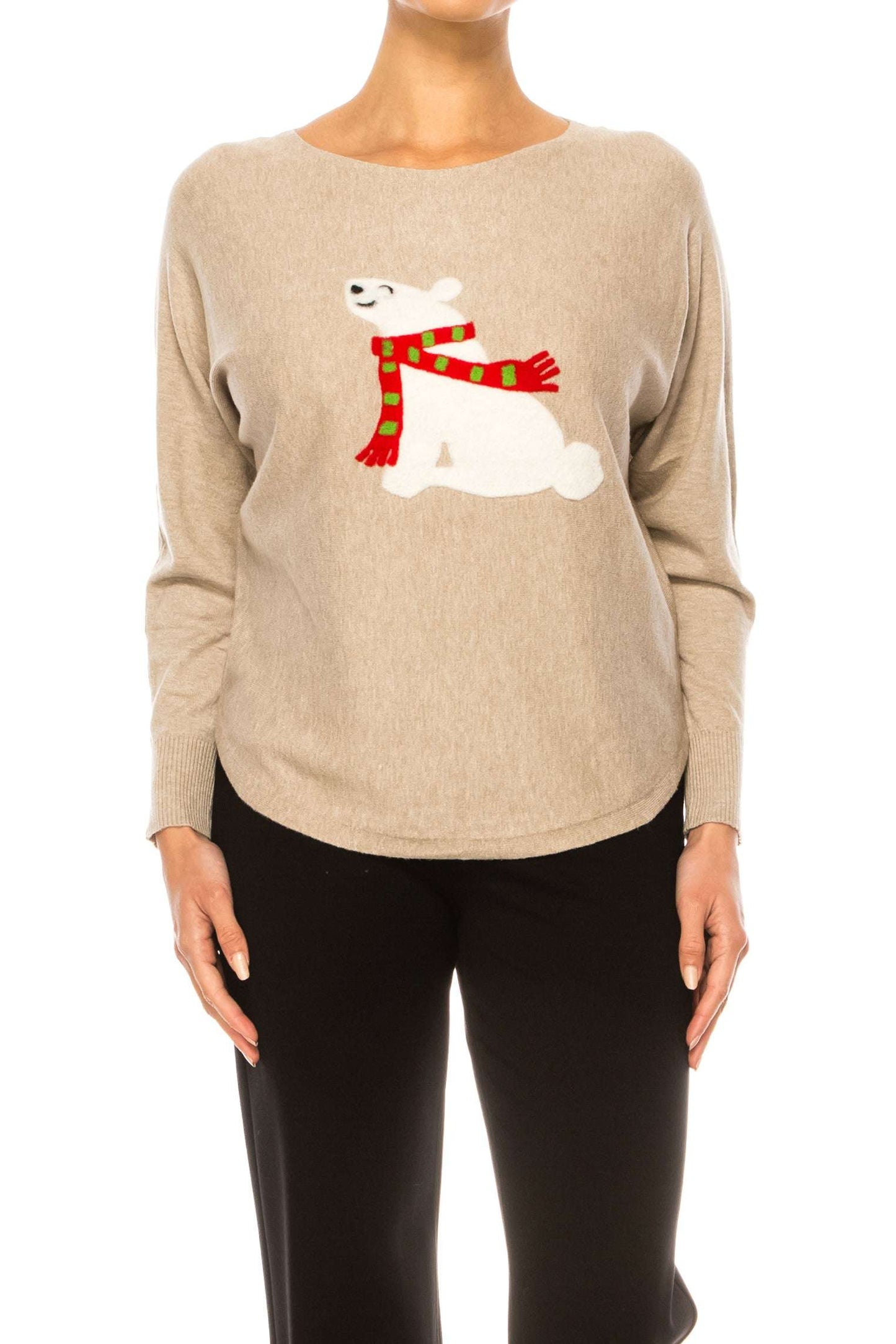 Aaeda Polar Bear Long Sleeve Pullover Sweater