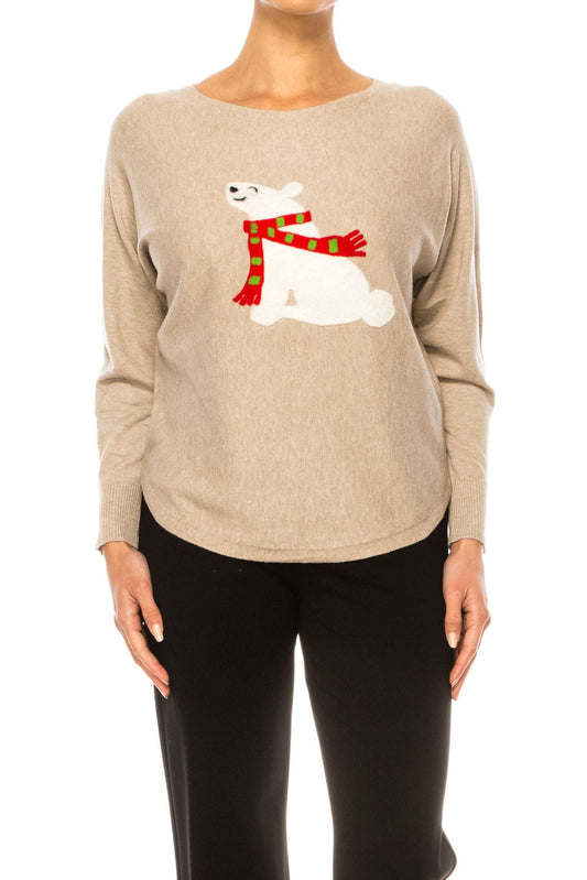 Aaeda Polar Bear Long Sleeve Pullover Sweater