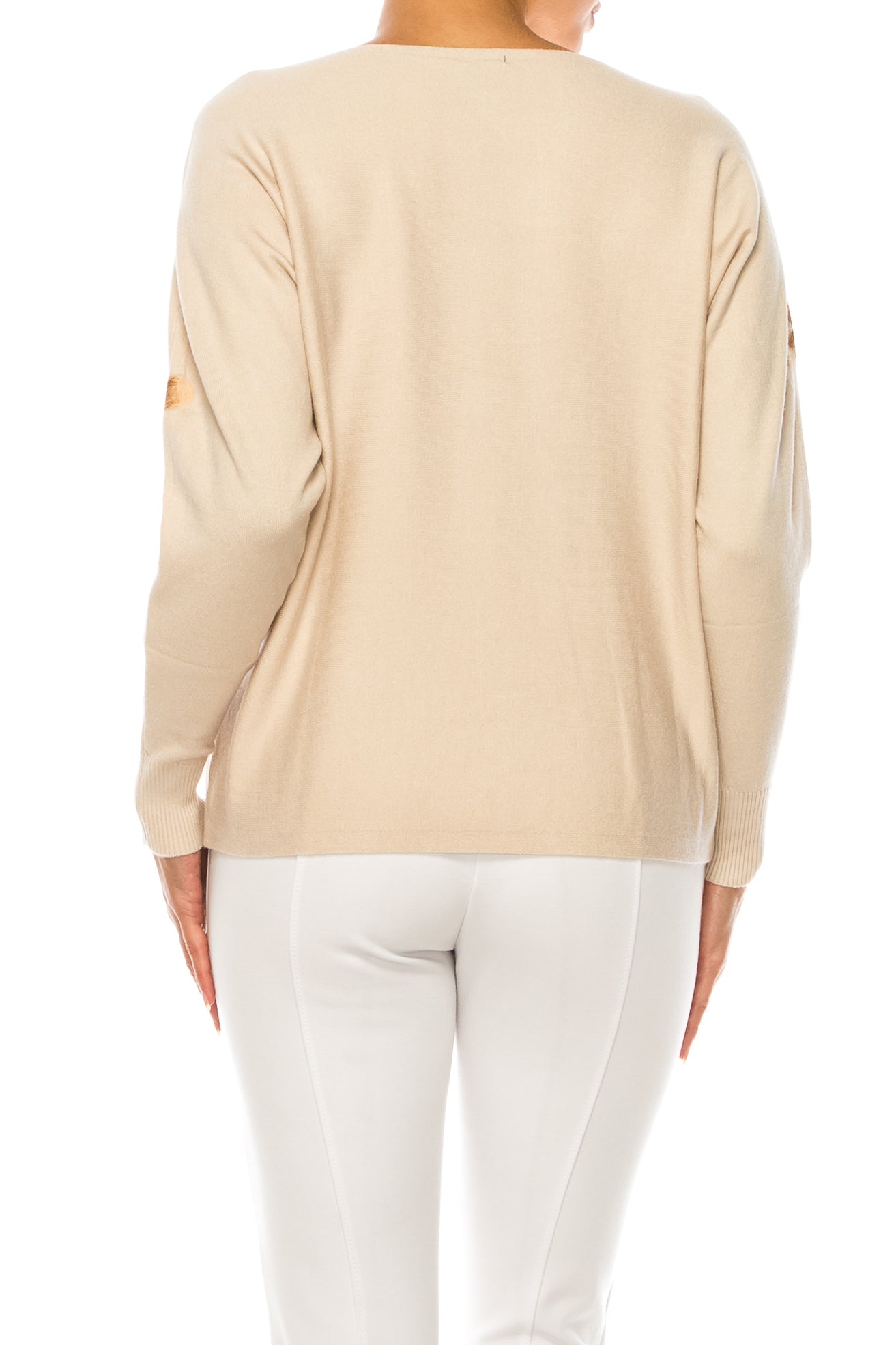 Aaeda Long Sleeve Embellished Dragonfly Sweater