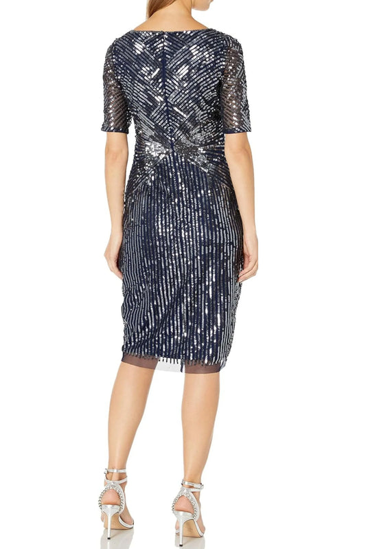 Adrianna Papell Full Beaded Short Evening Dress