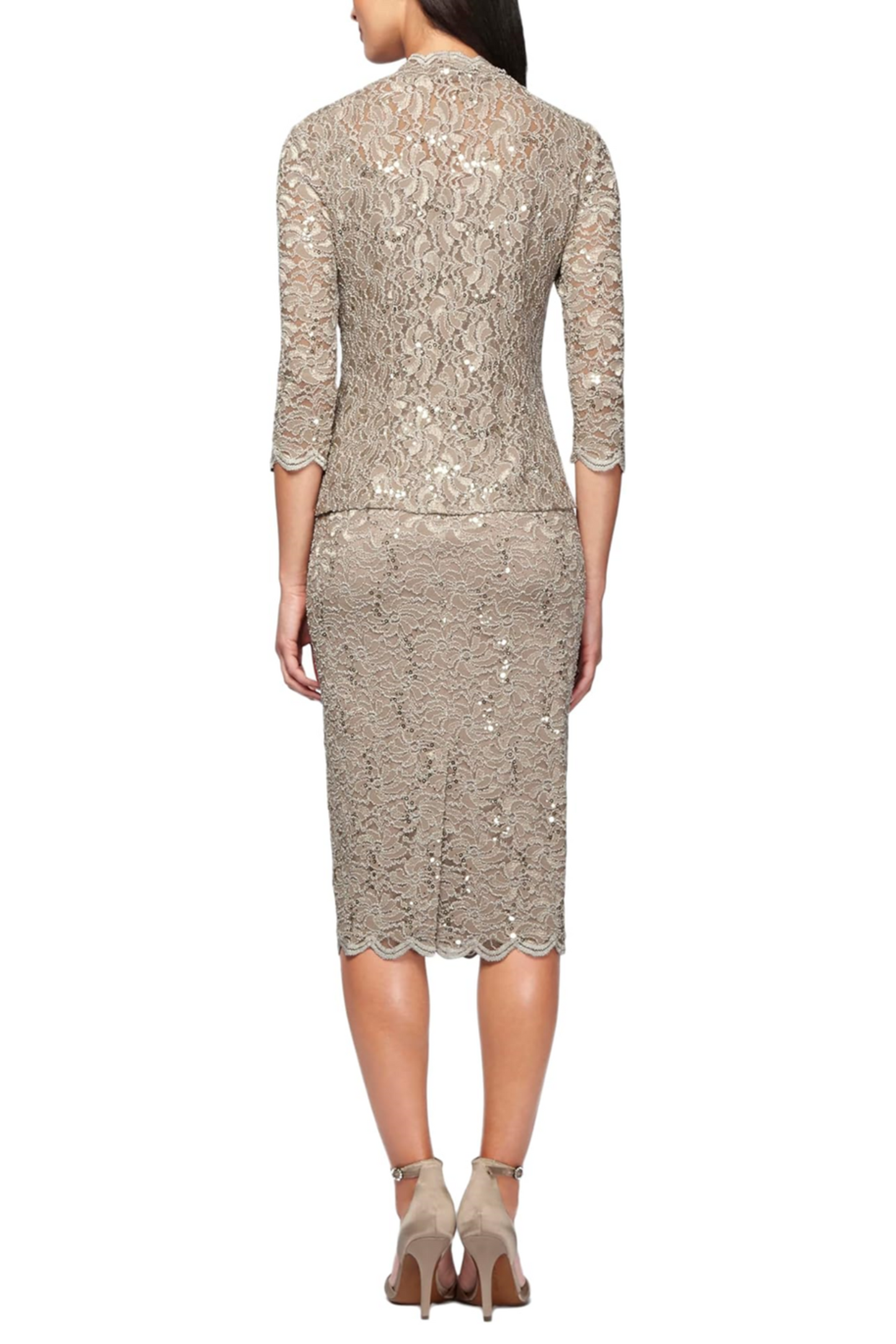 Alex Evenings Sequined Lace Evening Jacket Dress