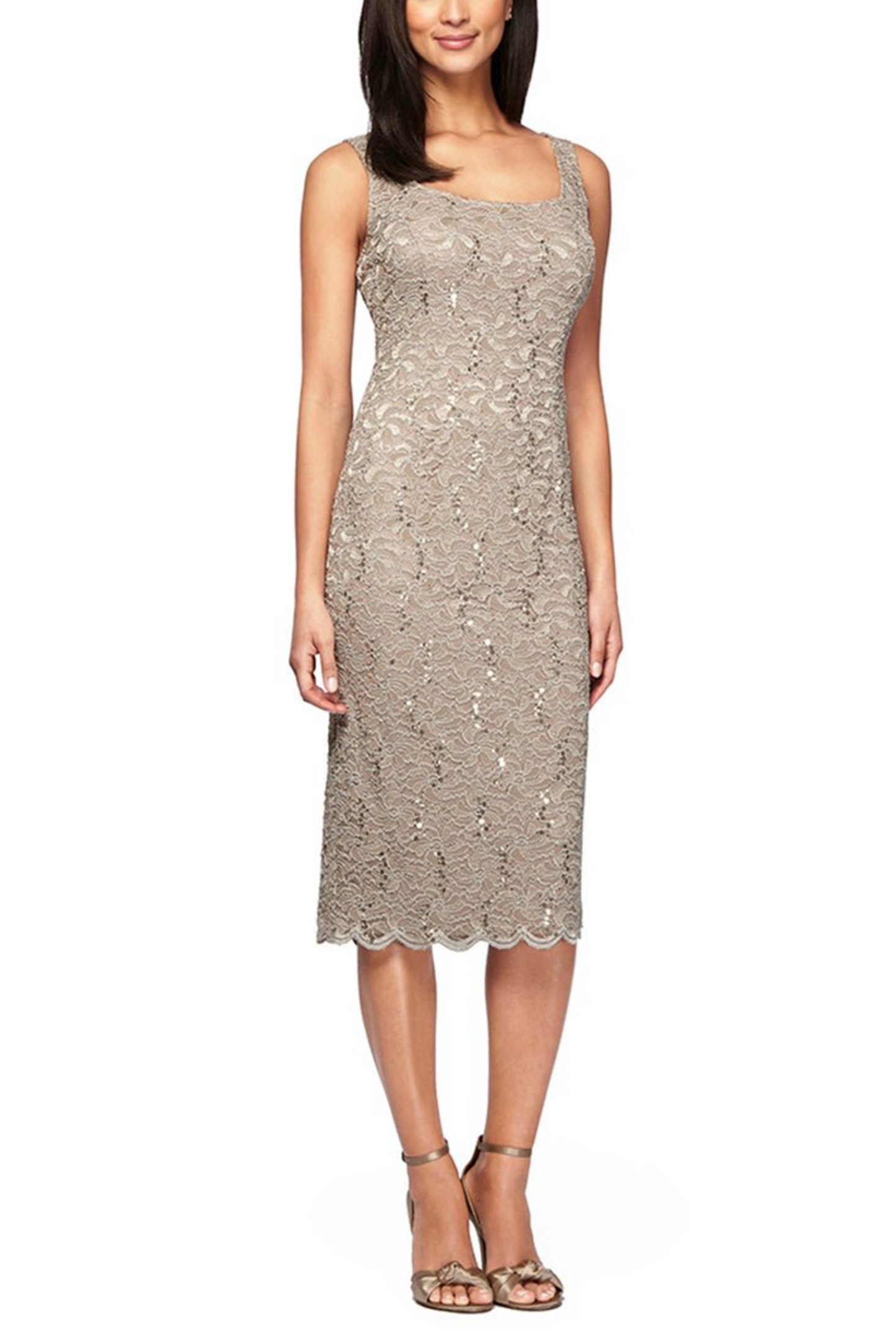Alex Evenings Sequined Lace Evening Jacket Dress