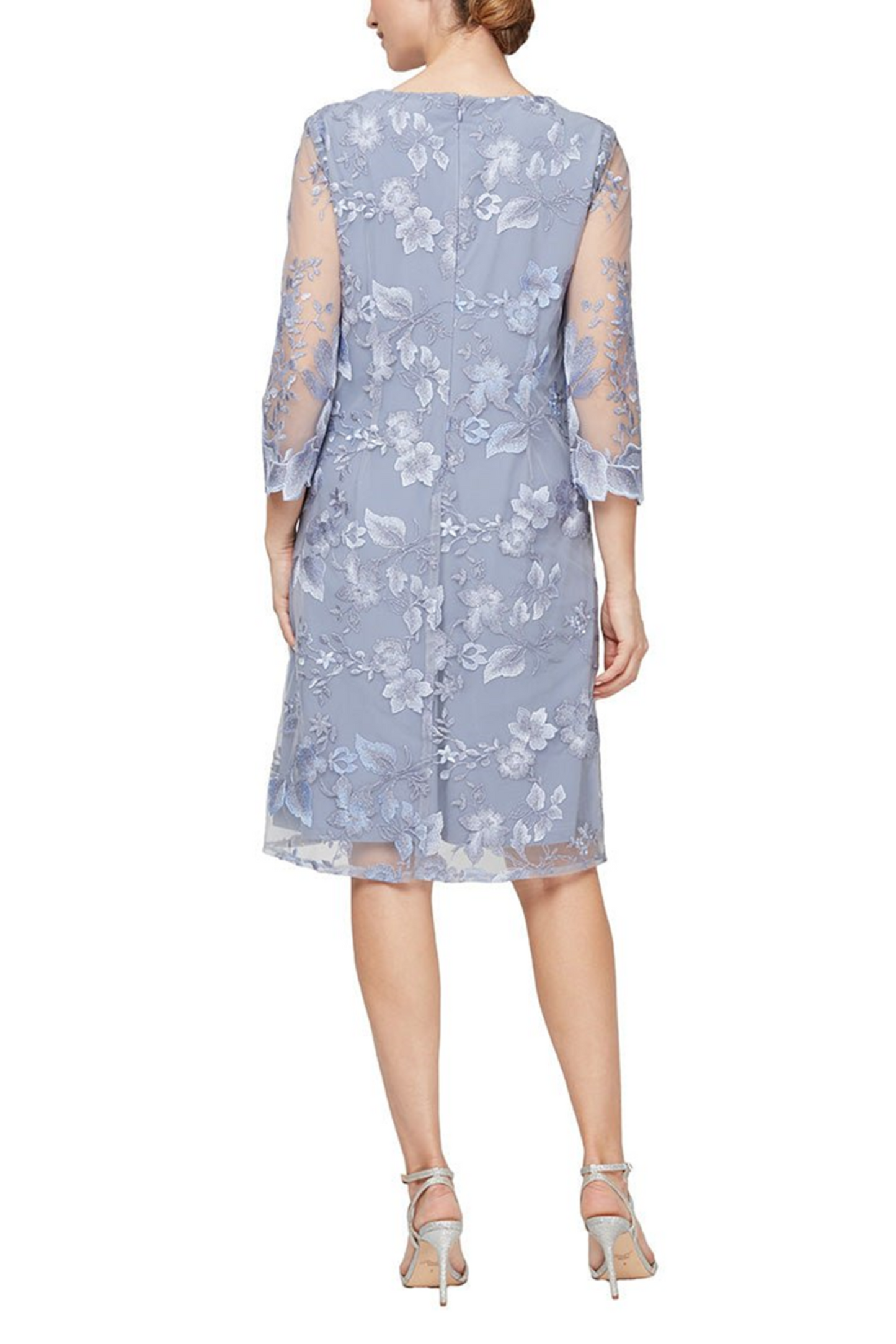 Alex Evenings Floral Embroidered Mock Jacket Dress