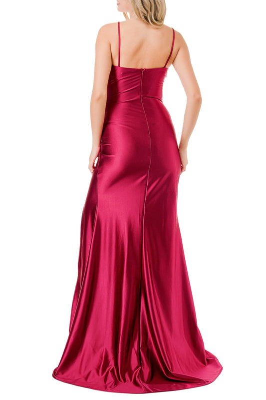 Aspeed Spaghetti Strap Pleated Waist Evening Dress
