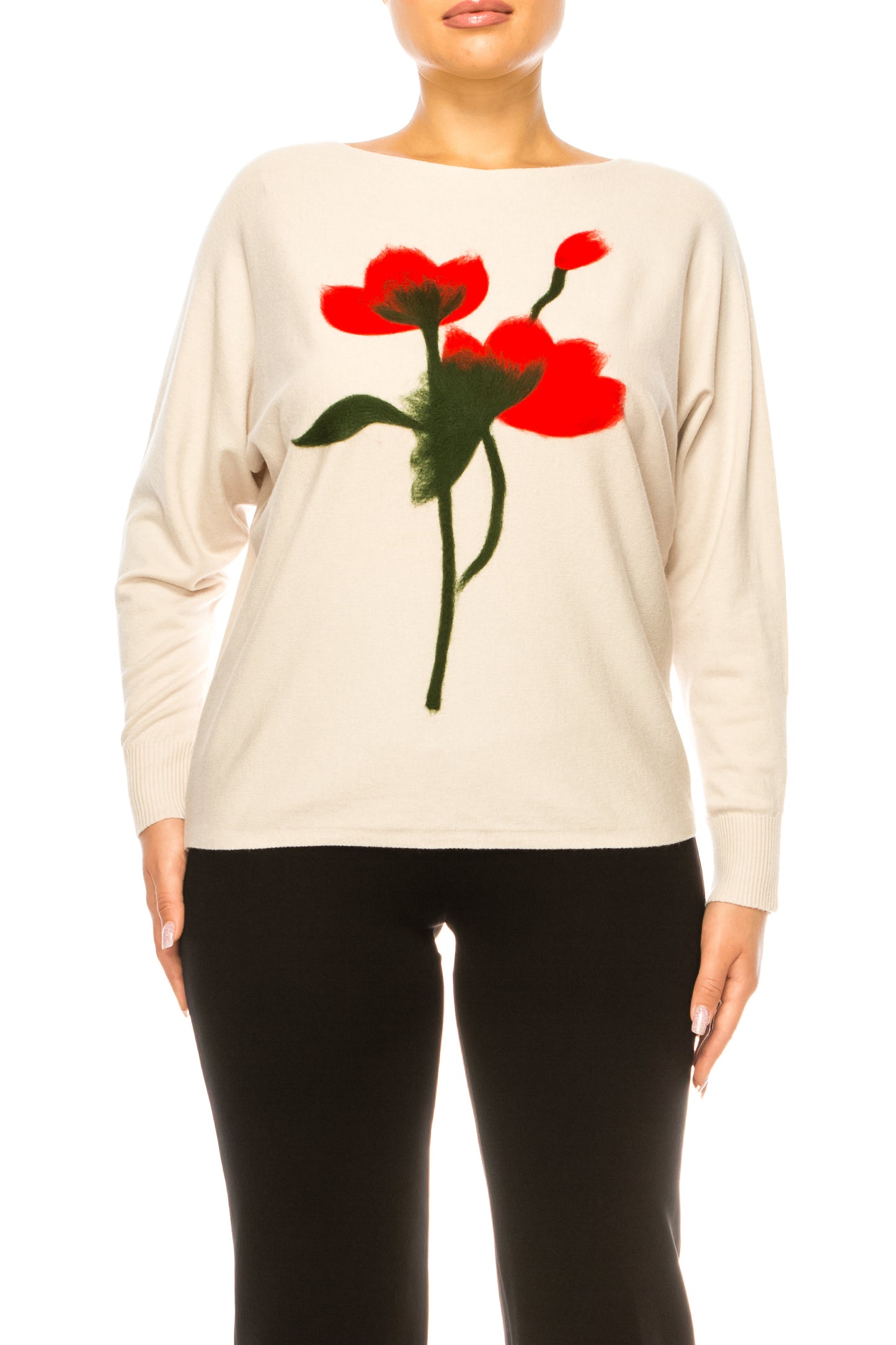 Aaeda Long Sleeve Floral Pullover Sweater