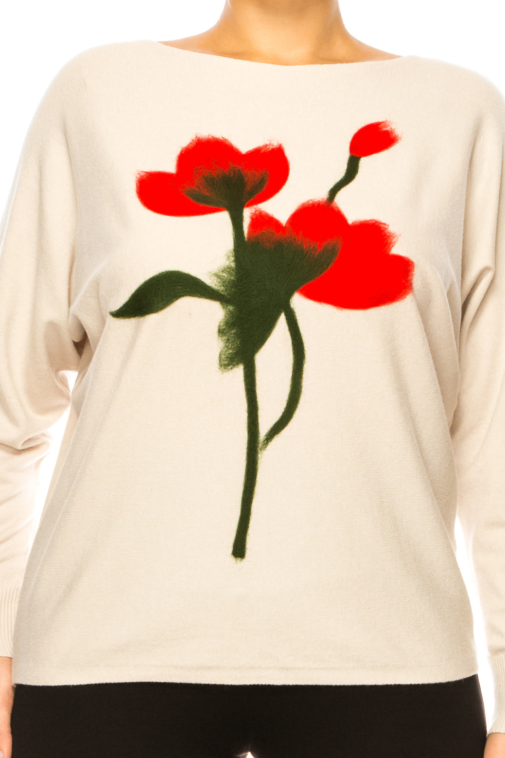 Aaeda Long Sleeve Floral Pullover Sweater