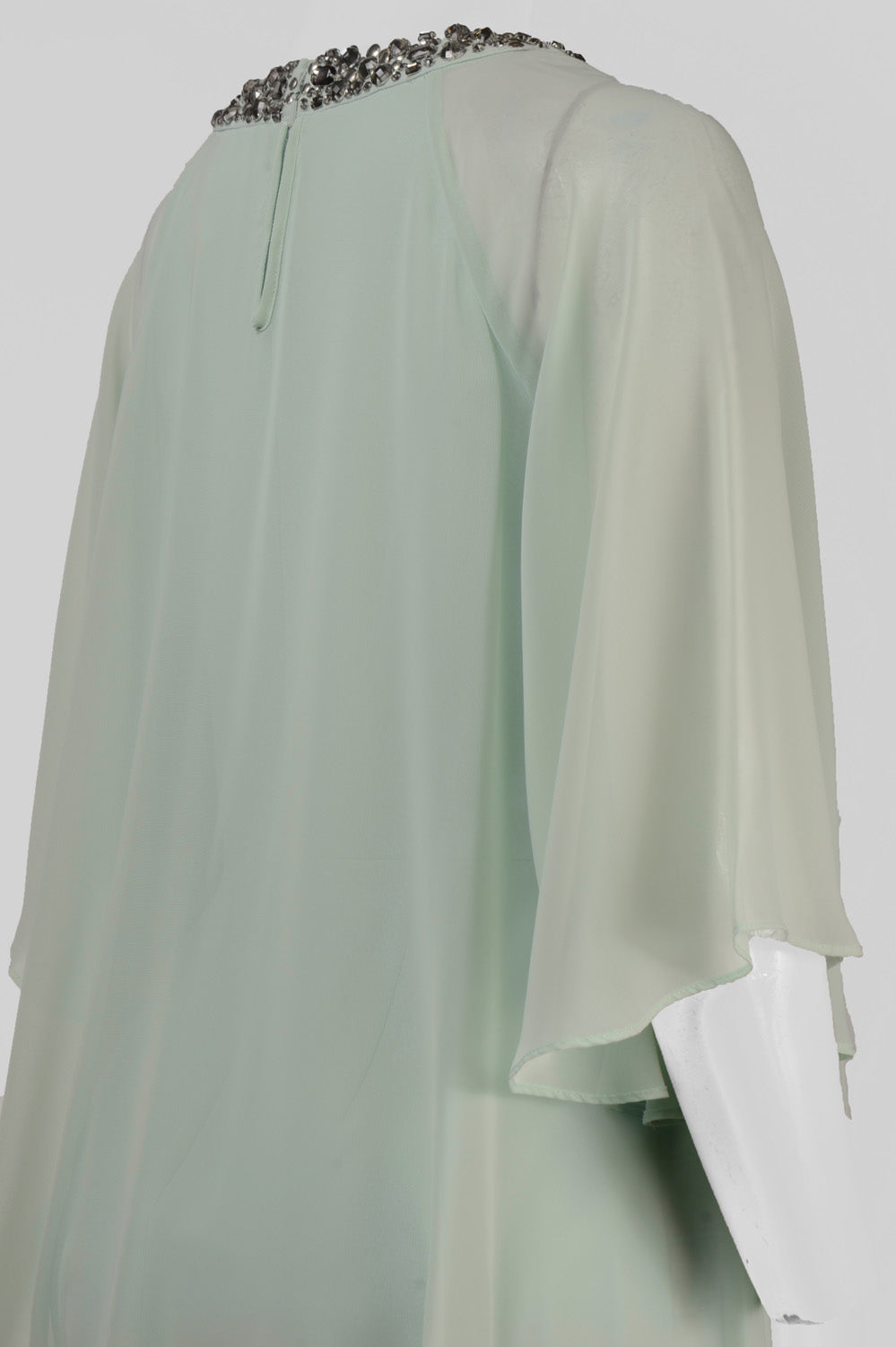 Adrianna Papell Cape Sleeve Embellished Neck Dress