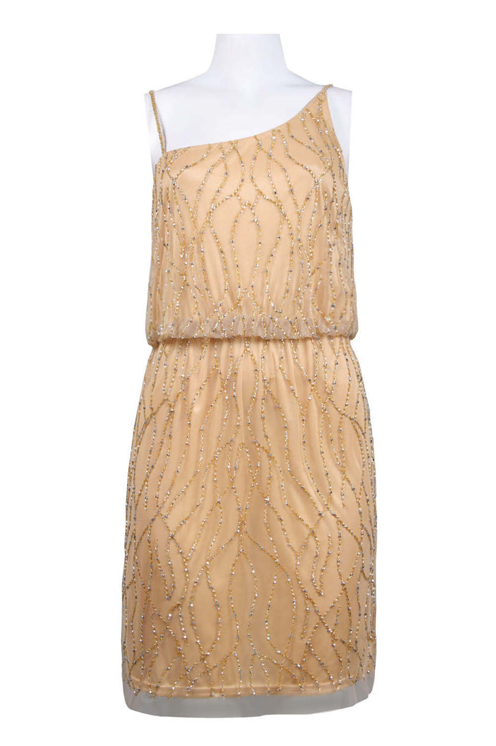 Adrianna Papell Asymmetrical Beaded Blouson Dress New Yorker's Apparel Adrianna Papell Asymmetrical Beaded Blouson Dress New Yorker's Apparel