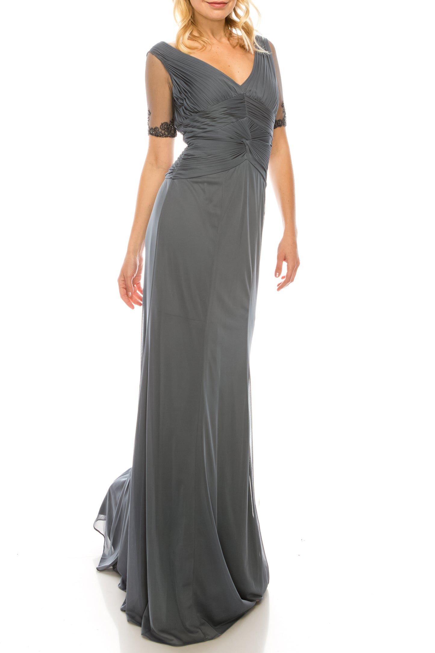 Adrianna Papell Pleated Bodice Long Evening Dress