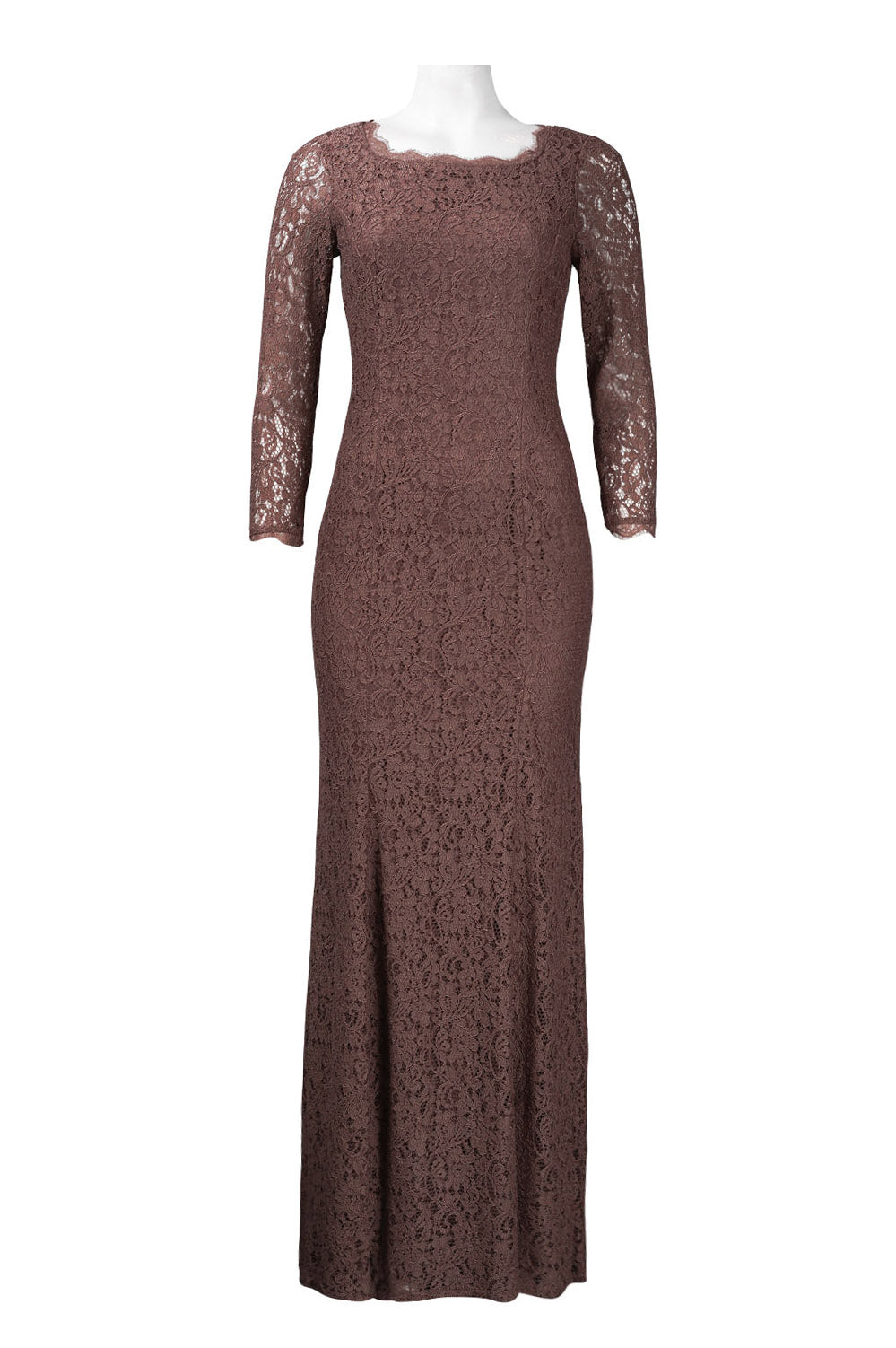 Adrianna Papell 3/4 Sleeve Long Lace Evening Dress