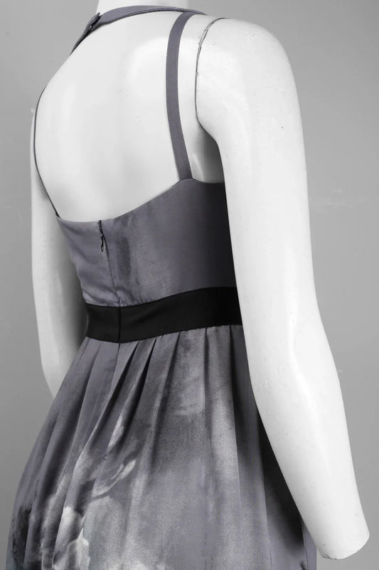Adrianna Papell Cutout Neck Botanical A-Line Dress