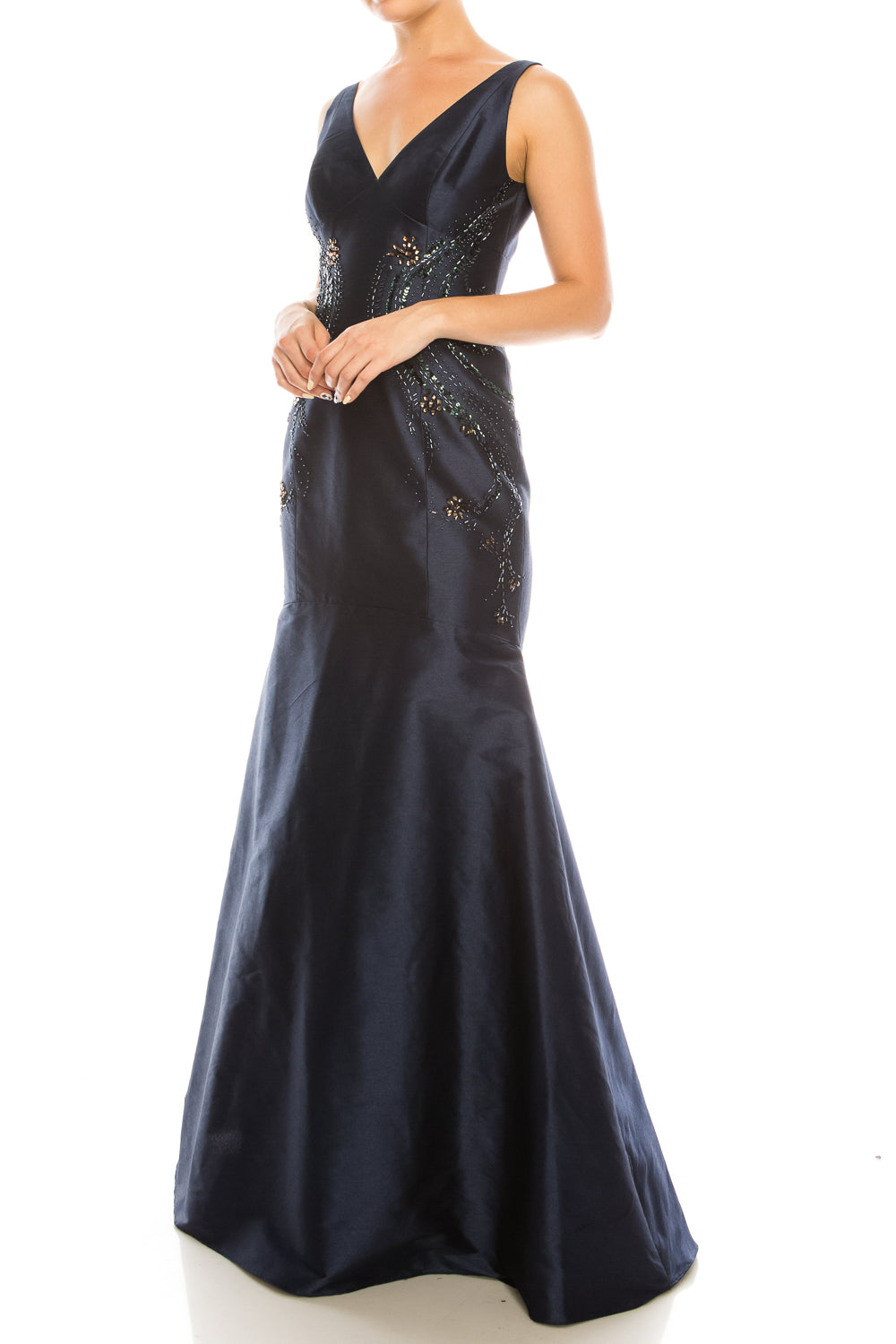 Adrianna Papell Sleeveless Beaded Faille Dress