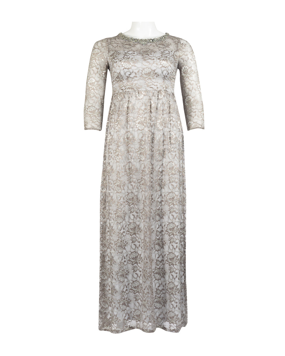 Adrianna Papell Embellished Neck Evening Dress