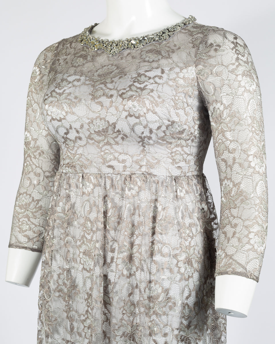 Adrianna Papell Embellished Neck Evening Dress