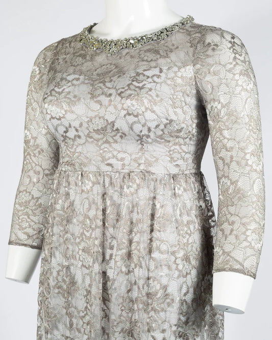 Adrianna Papell Embellished Neck Evening Dress