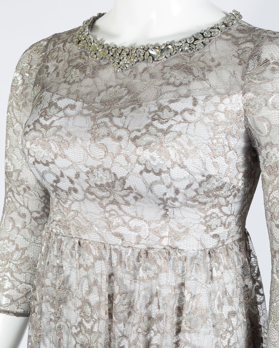 Adrianna Papell Embellished Neck Evening Dress