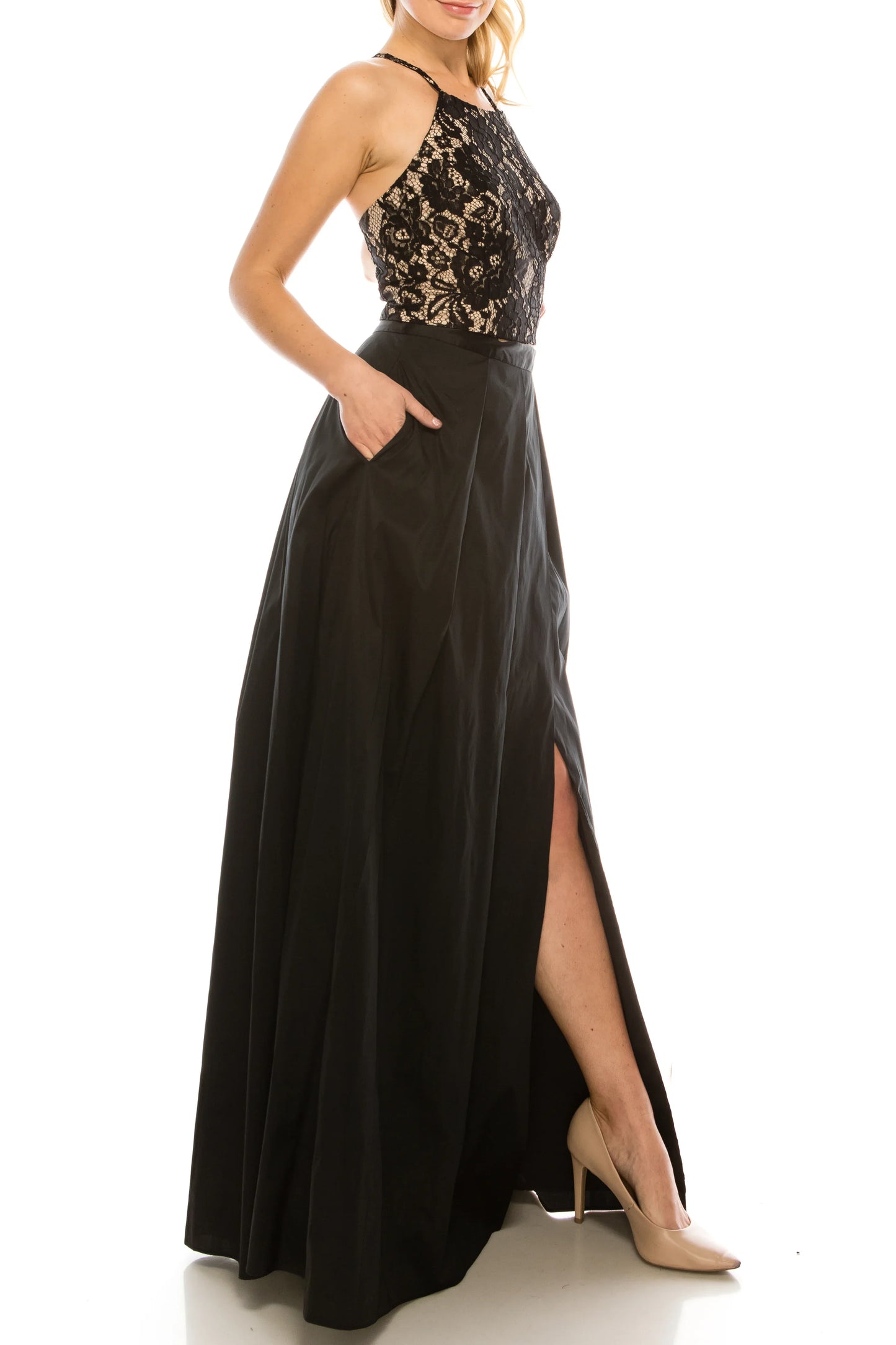 Adrianna Papell Floral Lace 2 Piece Taffeta Dress