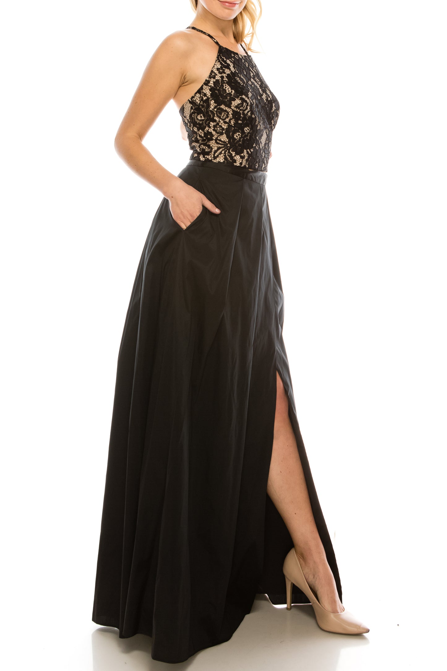 Adrianna Papell Floral Lace 2 Piece Taffeta Dress