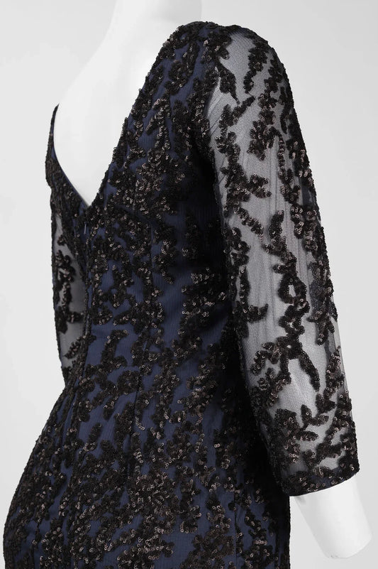 Aidan by Aidan Mattox 3/4 Sleeve Sequined Dress