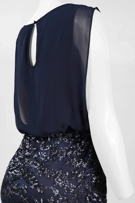 Aidan Mattox Overlay Sequined Long Evening Dress