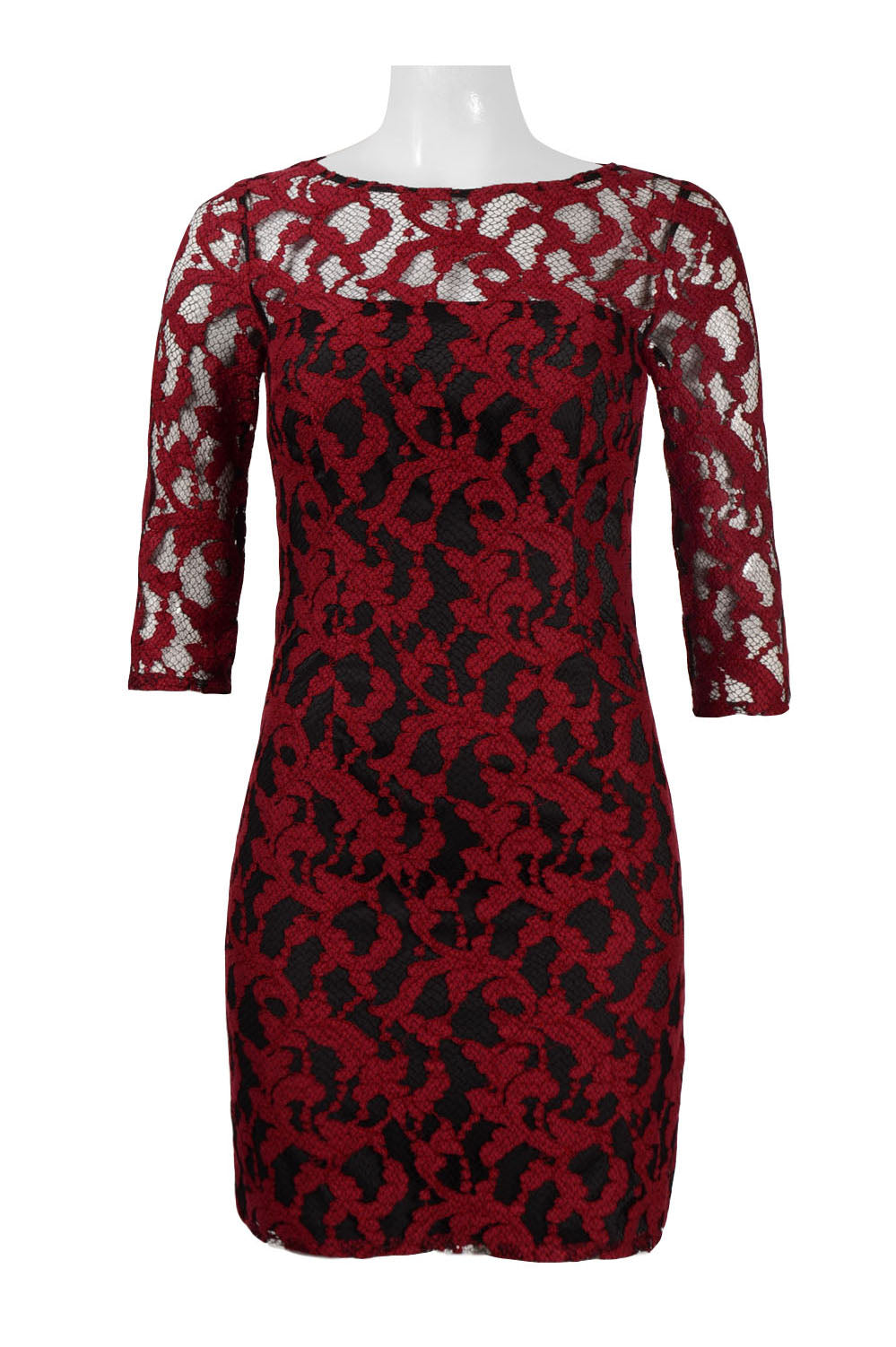 Aidan Mattox 3/4 Sleeve Illusion Lace Party Dress New Yorker's Apparel Aidan Mattox 3/4 Sleeve Illusion Lace Party Dress New Yorker's Apparel