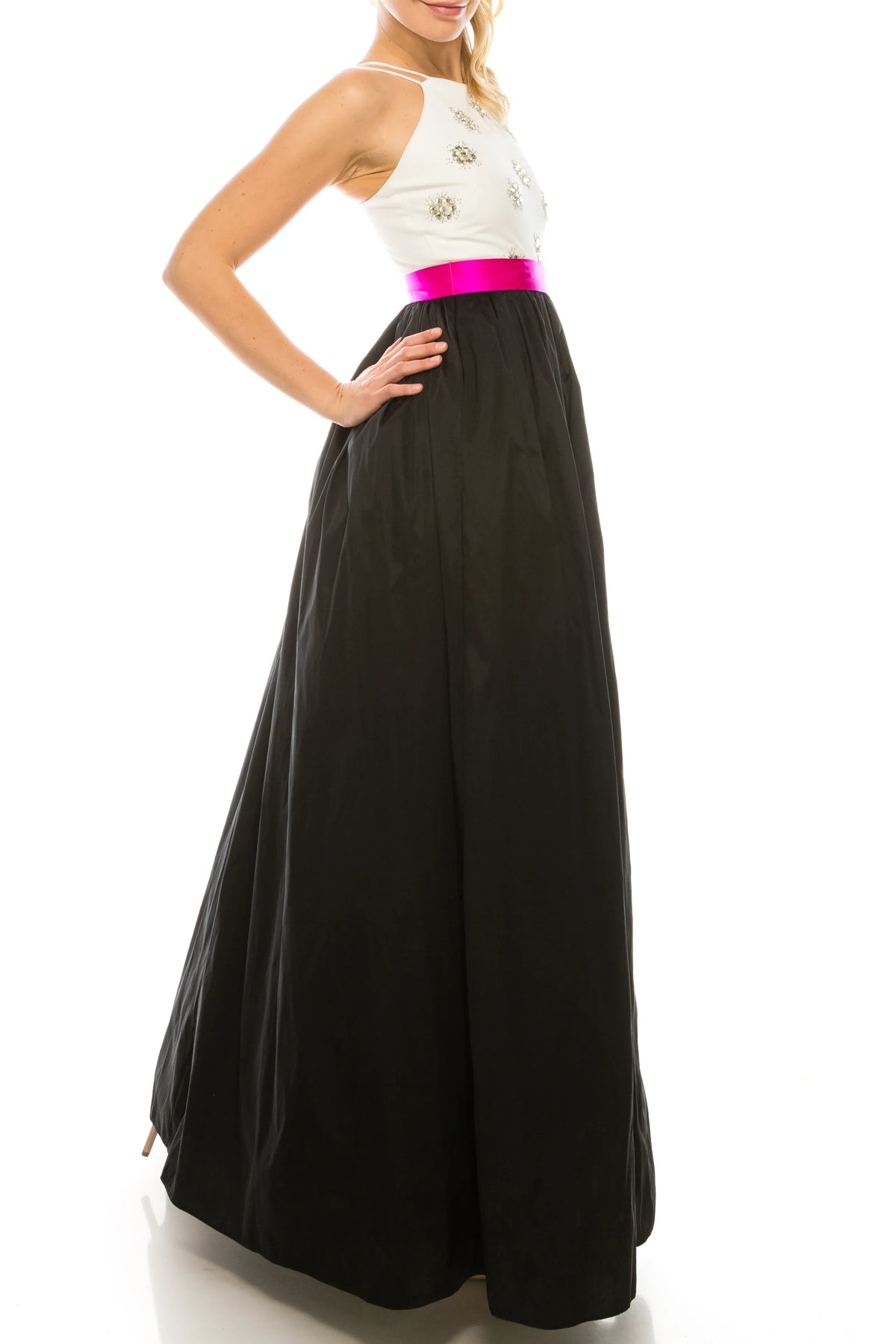 Aidan Mattox Embellished Halter A-Line Dress