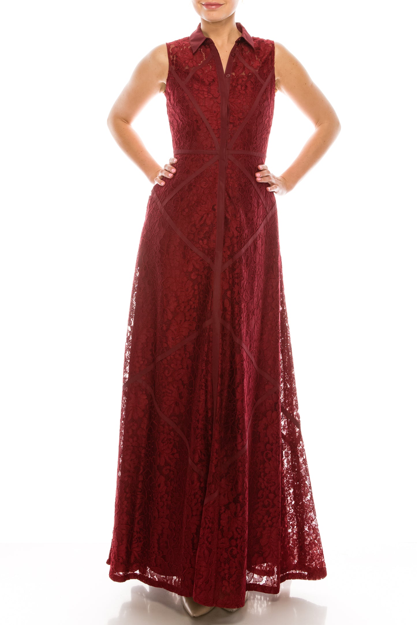 Aidan Mattox Sleeveless Piping Detail A-Line Dress