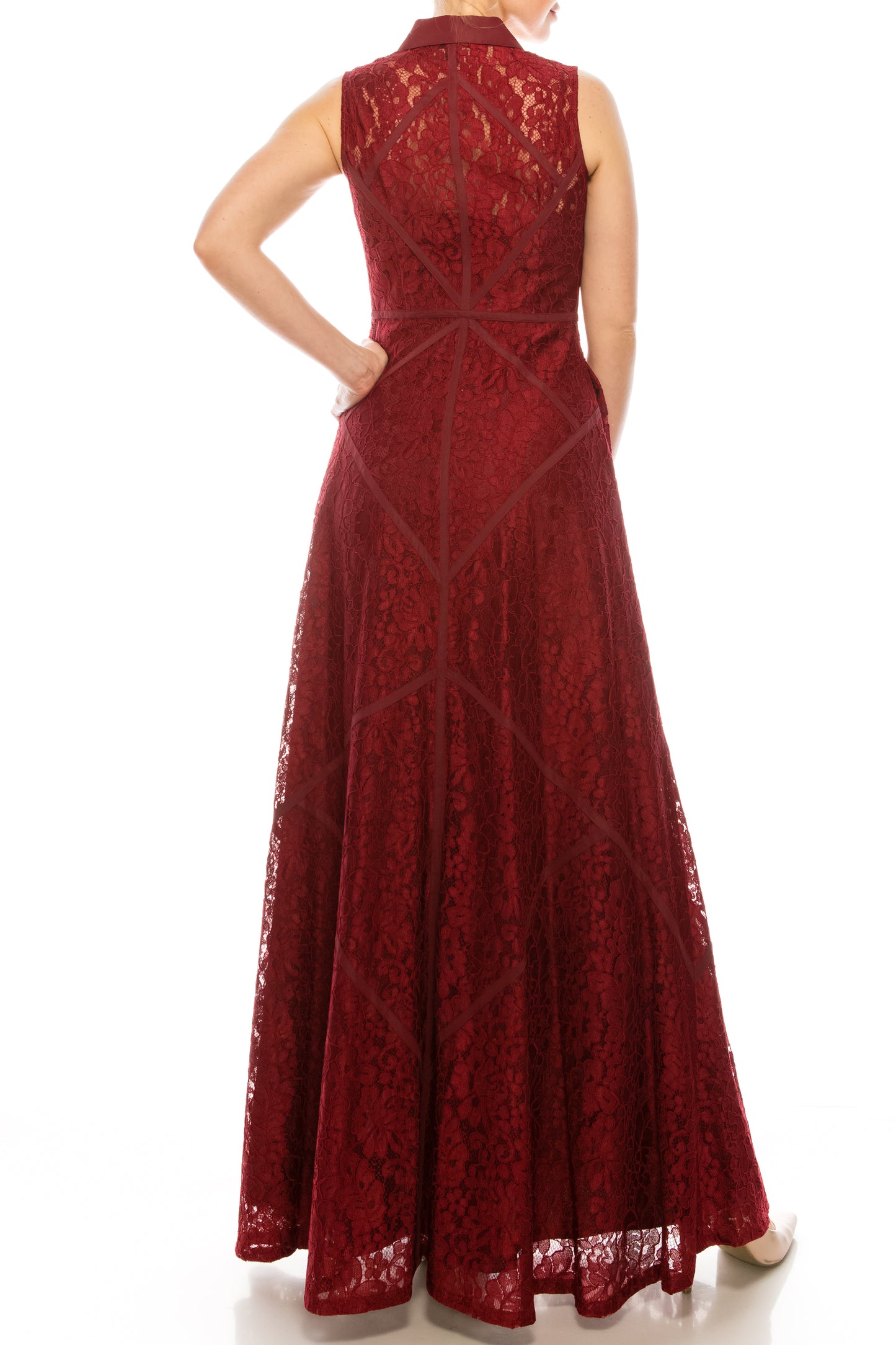 Aidan Mattox Sleeveless Piping Detail A-Line Dress