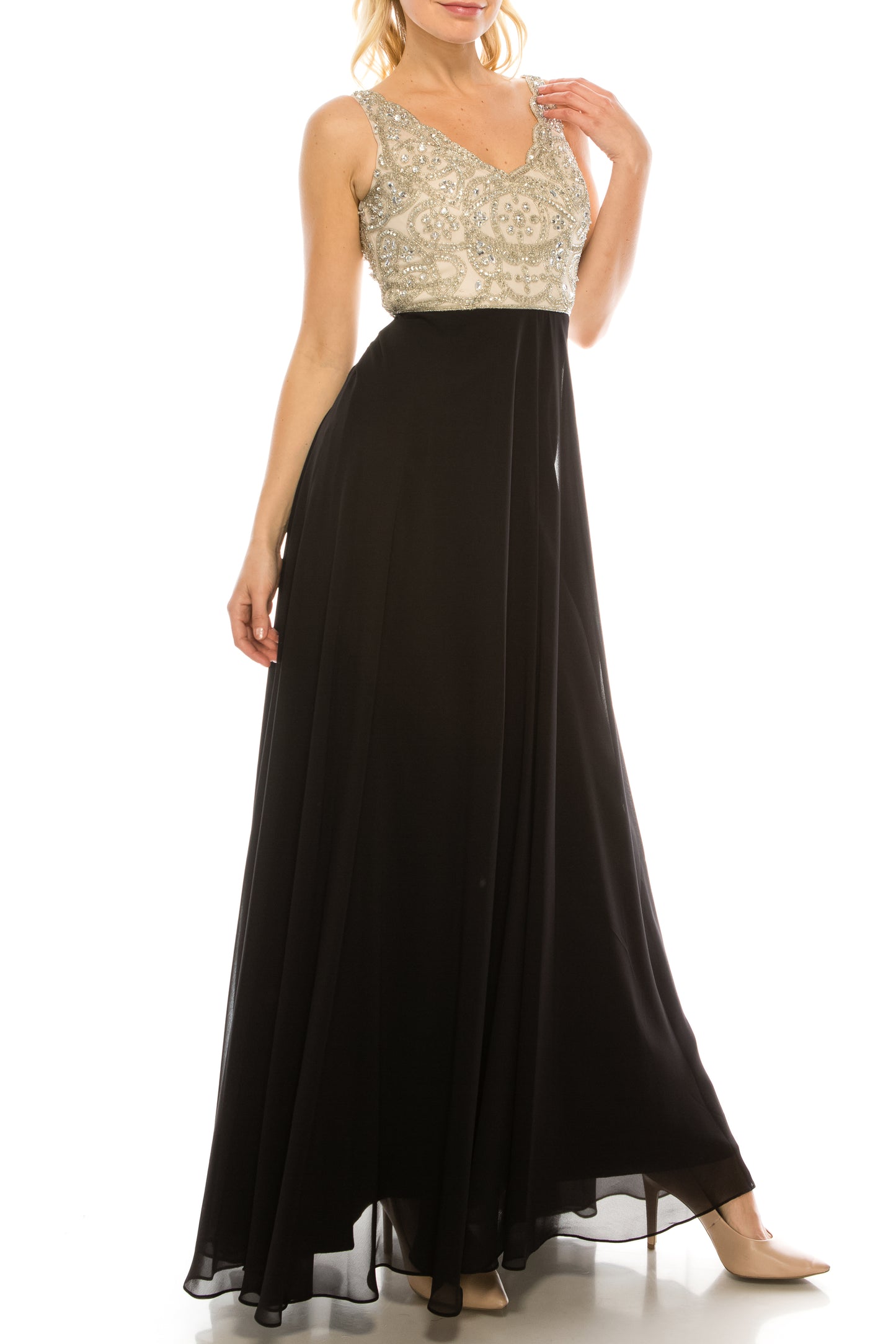 Aidan Mattox Embellished Sleeveless A-Line Dress