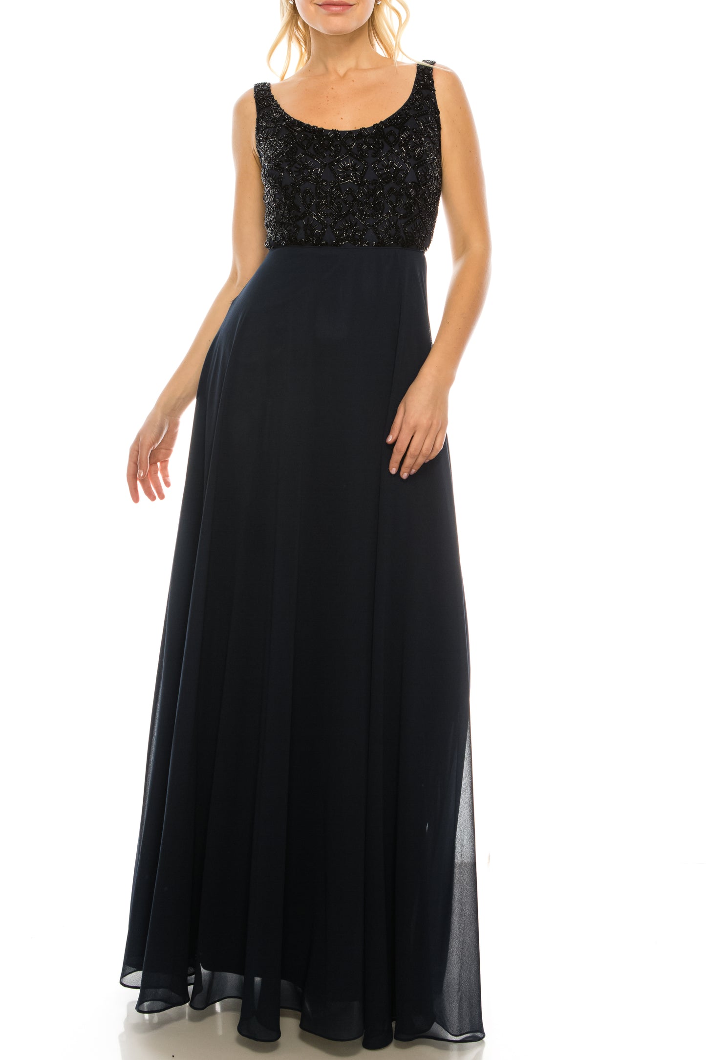 Aidan Mattox Beaded Cape A-Line Evening Dress