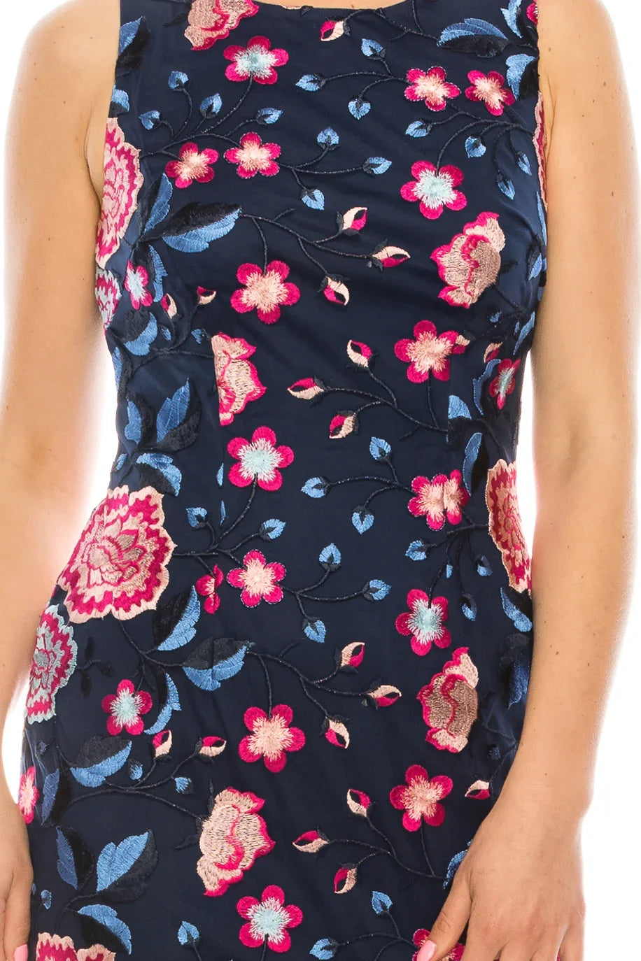Aidan Mattox Sleeveless Floral Embroidered Dress