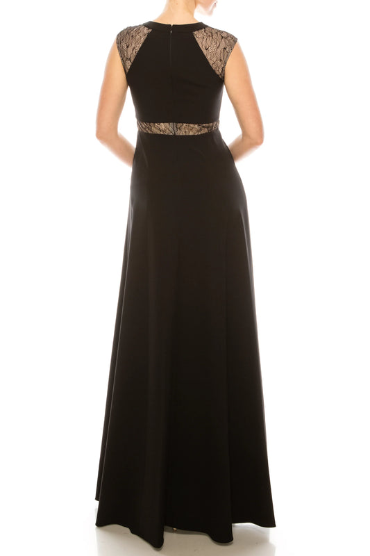 Aidan Mattox Sleeveless Lace-Detail Evening Dress