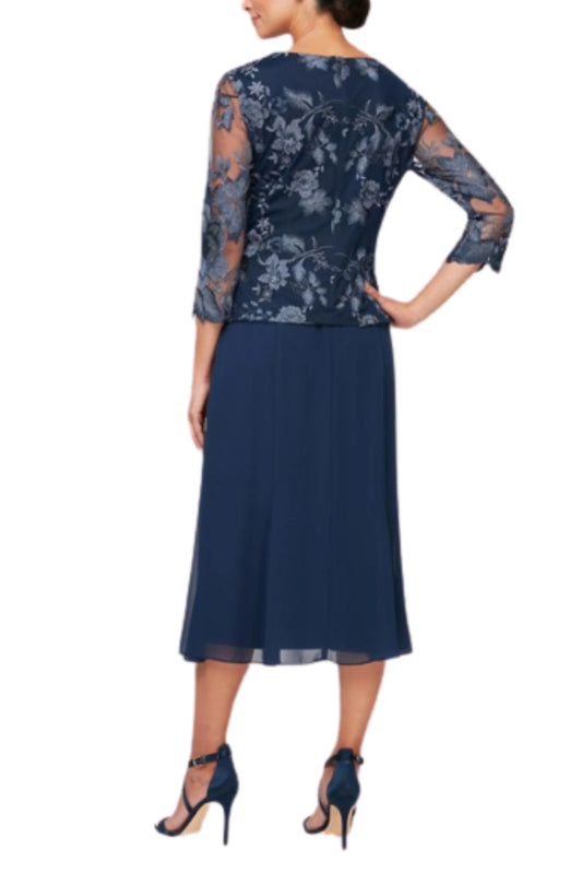 Alex Evenings Embroidered Attached Jacket Dress