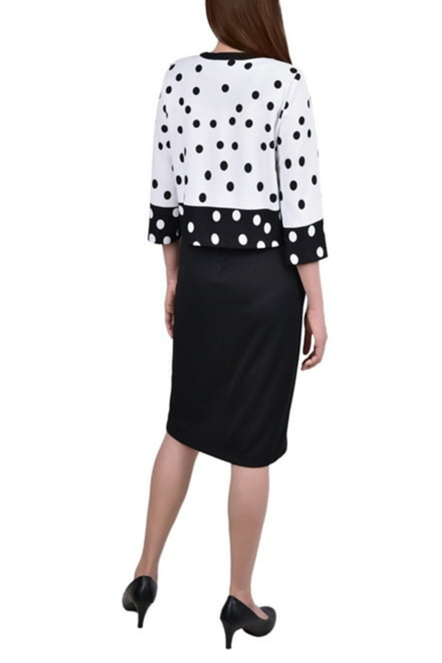 Allen Kay Polka Dot Cropped 2-Piece Jacket Dress