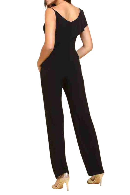 Bebe Black Ruffle Detail Jumpsuit