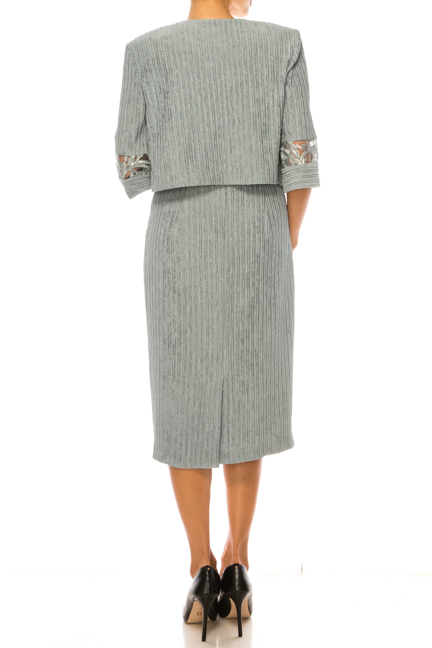 Brianna Milay Embroidered Sequin Jacket Dress Set
